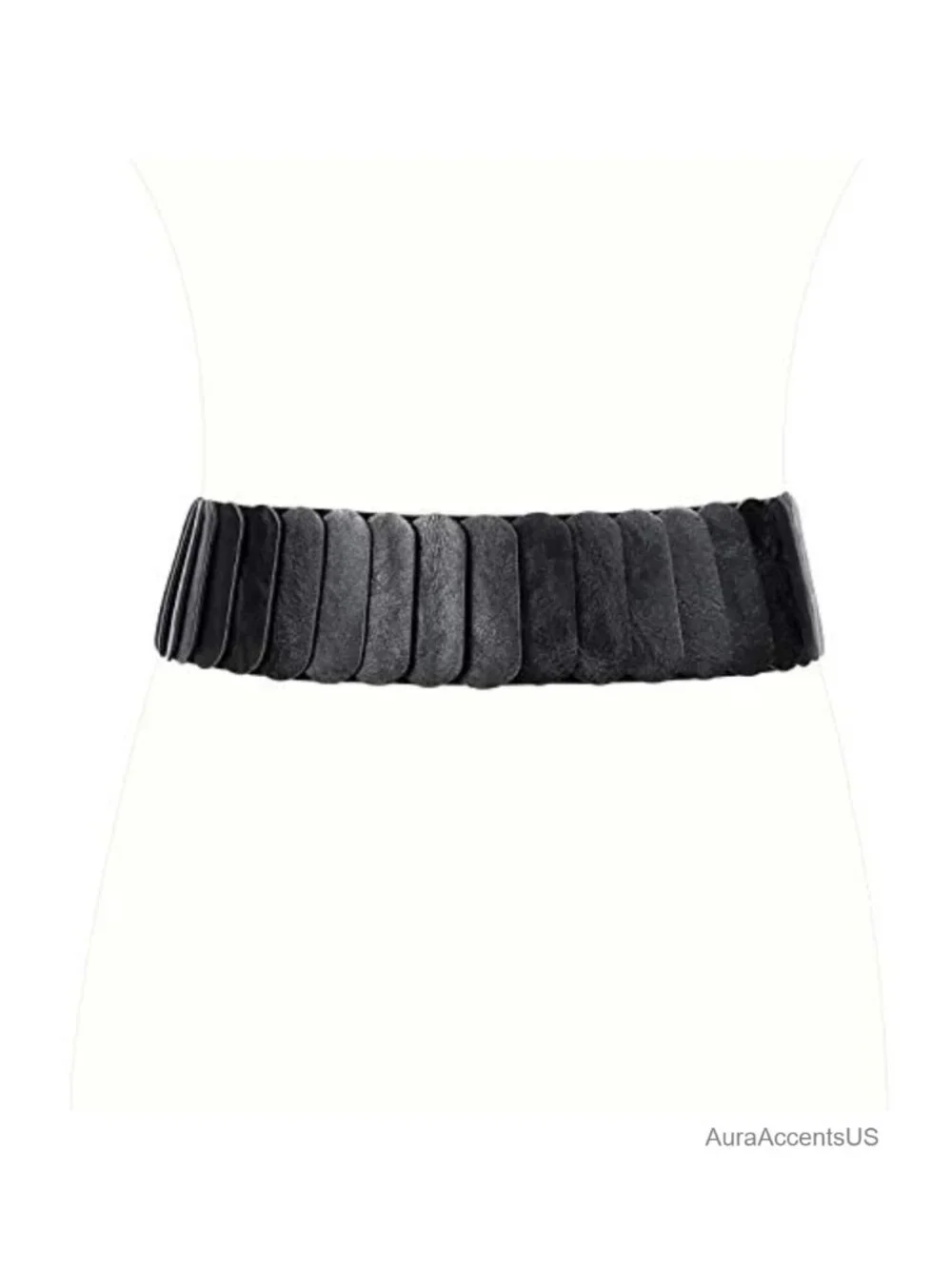 Wide Elastic Waist Belt Faux Leather Stretch Retro Waistband for Dresses